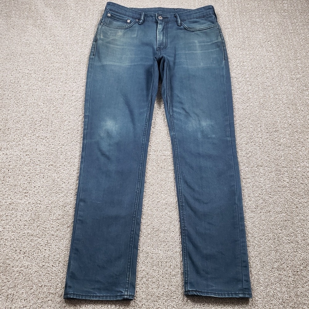 Levis Jeans Mens 32x32 (33x30) Navy Blue 511 Slim Straight Workwear Faded